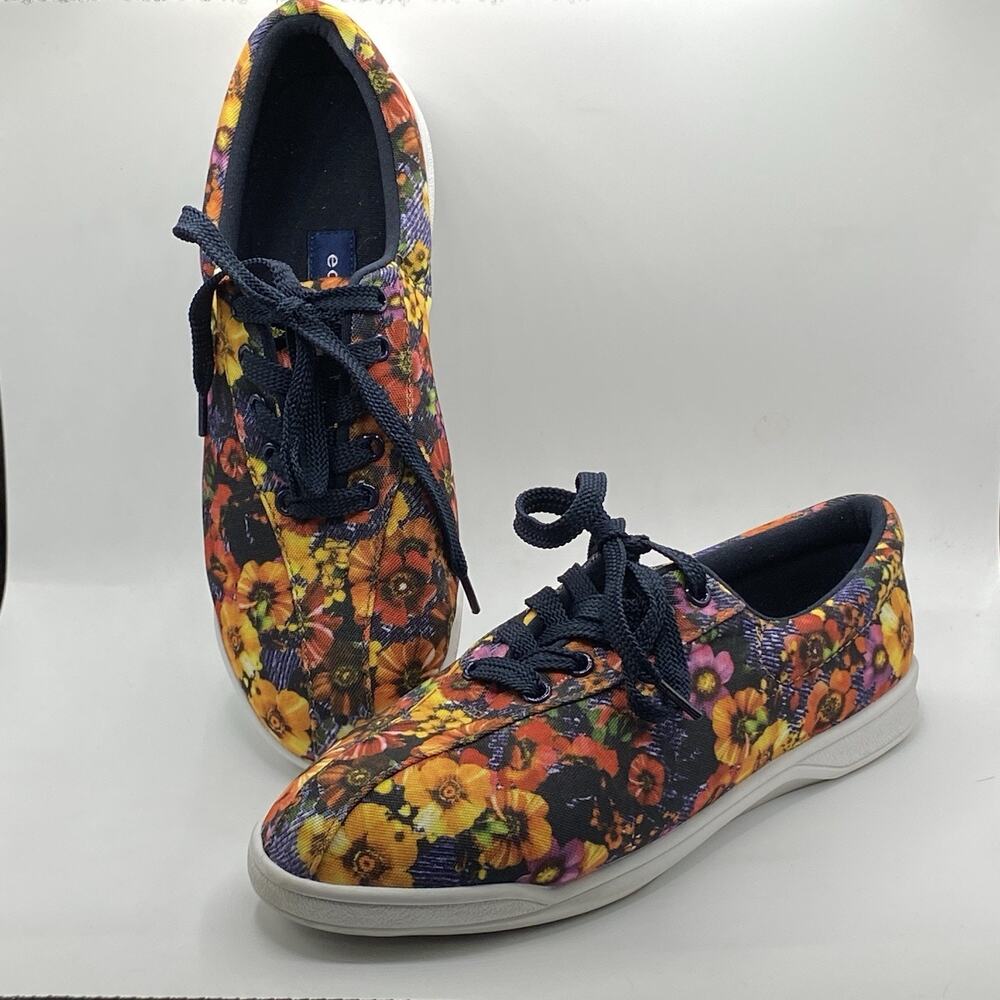 Easy Spirit Womens Floral Print Lace Up Sneakers Comfort Shoes 6M